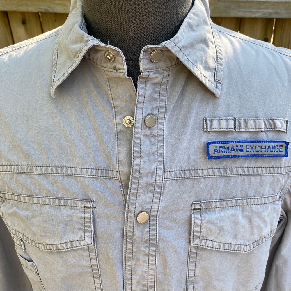 Armani Exchange Logo Utility Snap Front Shirt